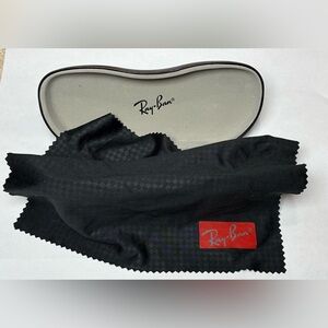 Ray-Ban Gray and Black Sunglasses Case with Red Tag Cloth